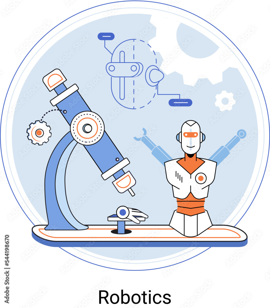 Aufkleber robotics scientific and technical base for design, production and application of robots. programmabl