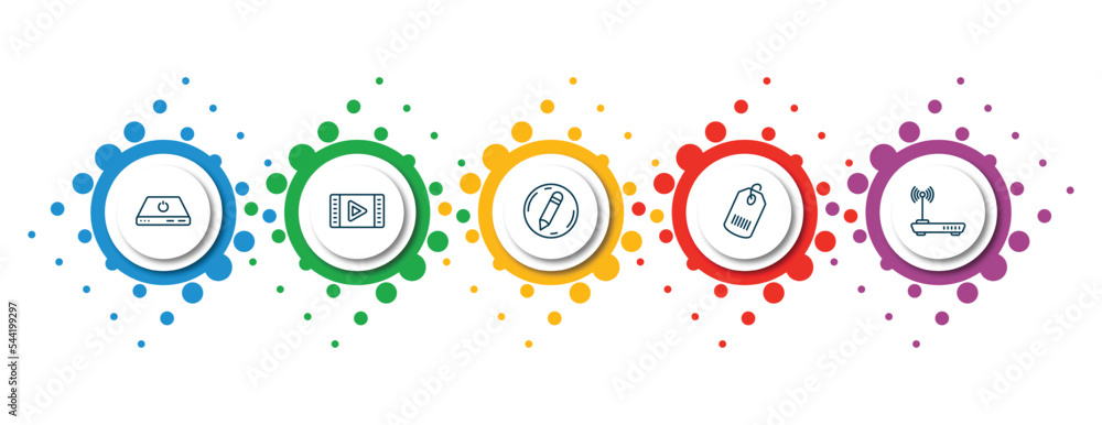 Aufkleber editable thin line icons with infographic template. infographic for user interface concept. included