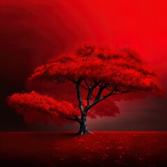 Baum im roten Nebel