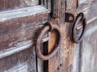 Moscow, Russia. Shkolnaya Street. Typical architectural ensemble in the historical part of the city, fragment of facade