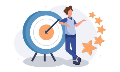 Business concept vector illustration, Target with an arrow, hit the target, goal achievement vector
