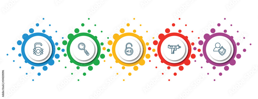Aufkleber editable thin line icons with infographic template. infographic for security concept. included open 