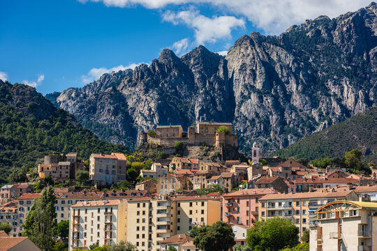 Corte, a beautiful city in the mountains on the island of Corsica, France