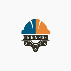 Gear and helmet logo design inspiration