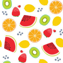 seamless pattern with colorful summer fruits