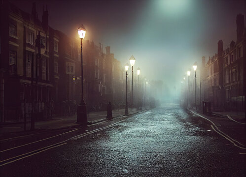 Victorian London Street Night