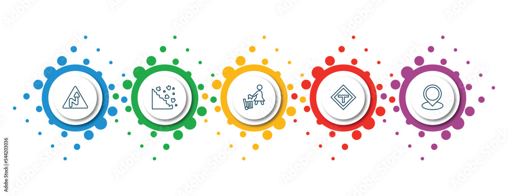 Aufkleber editable thin line icons with infographic template. infographic for maps and flags concept. included
