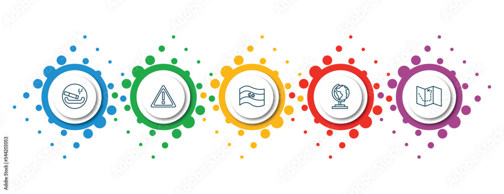 Poster editable thin line icons with infographic template. infographic for maps and flags concept. included