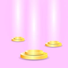 Podium set for product presentation.