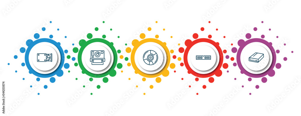 Poster editable thin line icons with infographic template. infographic for hardware concept. included cd ro