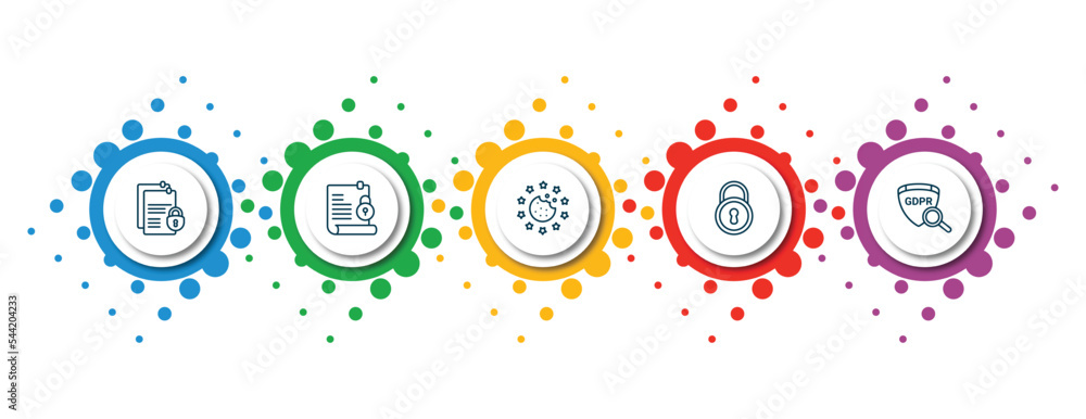 Poster editable thin line icons with infographic template. infographic for gdpr concept. included documenta
