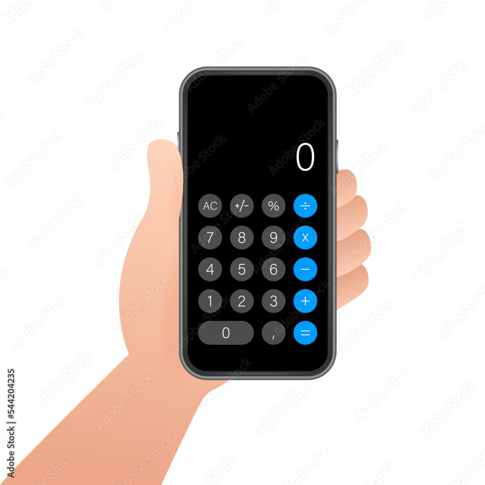 Canvas Prints Button with black calculator smartphone. Mobile app interface. Phone display. Mobile phone smartphone device gadget. Vector stock illustration.