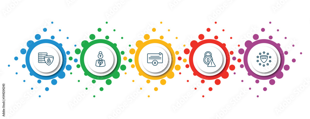 Poster editable thin line icons with infographic template. infographic for gdpr concept. included data proc