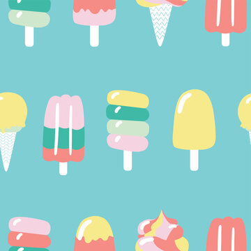 seamless pattern of different colorful ice cream