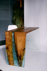 table made of epoxy resin and wood. Slabs