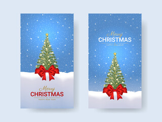 Christmas social media banner with snowy blue backgroud
