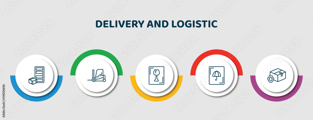 Poster editable thin line icons with infographic template. infographic for delivery and logistic concept. i