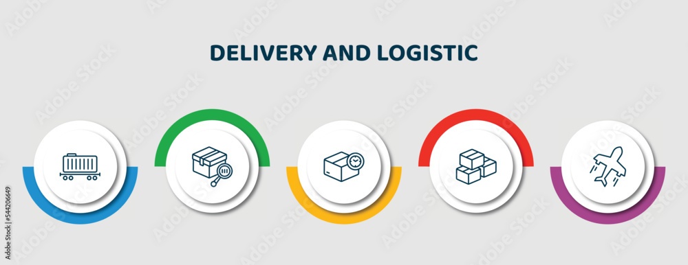 Poster editable thin line icons with infographic template. infographic for delivery and logistic concept. i
