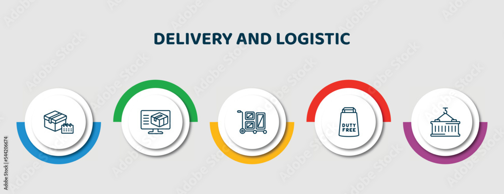 Poster editable thin line icons with infographic template. infographic for delivery and logistic concept. i