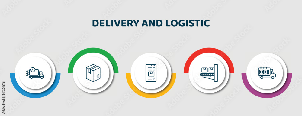 Poster editable thin line icons with infographic template. infographic for delivery and logistic concept. i