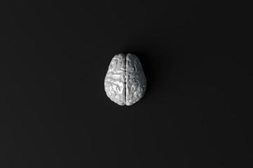 Naklejka premium White brain on an dark background. Business concept, brain storming, looking for answers, ideas. Intelligence. 3d rendering, 3d illustration.