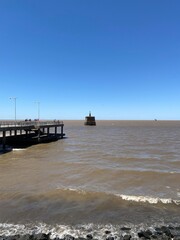 La Plata river system from capital Buenos Aires, Argentina. orange water that carry clay to la Plata.