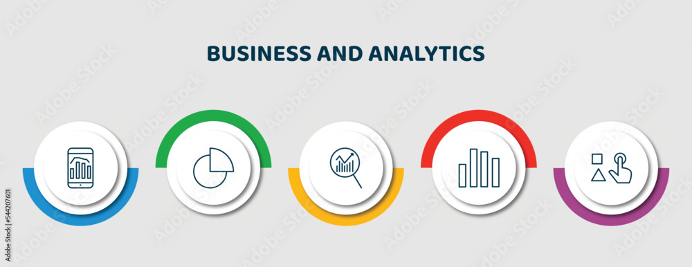 Aufkleber editable thin line icons with infographic template. infographic for business and analytics concept. 