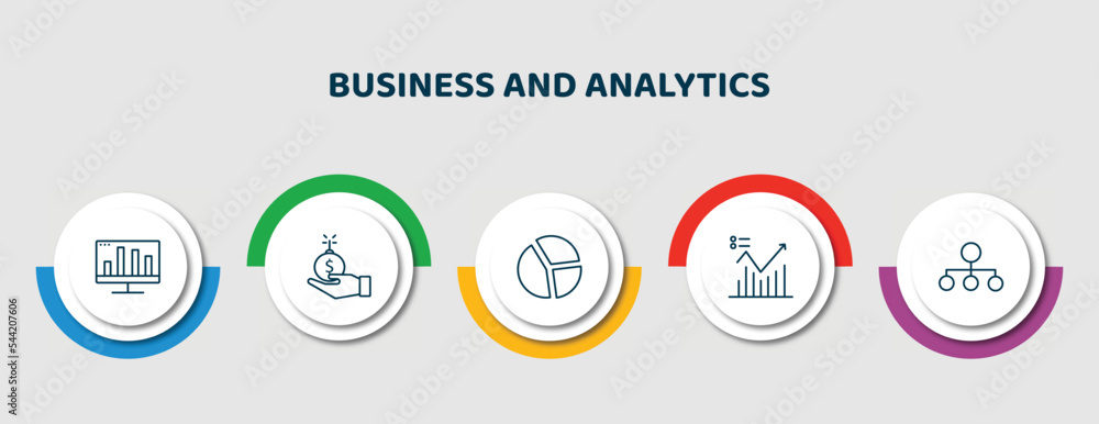 Poster editable thin line icons with infographic template. infographic for business and analytics concept. 
