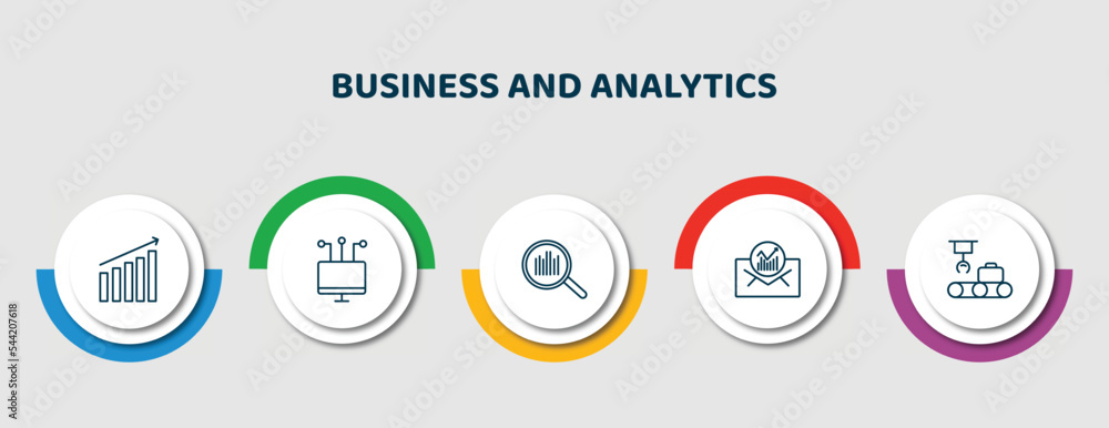 Poster editable thin line icons with infographic template. infographic for business and analytics concept. 