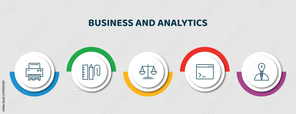 Poster editable thin line icons with infographic template. infographic for business and analytics concept. 