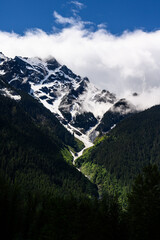 Rugged mountain range with high snow-covered peaks, Pemberton, British Columbia, Canada
