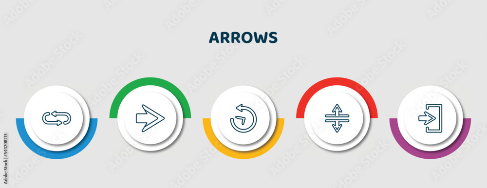 Aufkleber editable thin line icons with infographic template. infographic for arrows concept. included loop ar