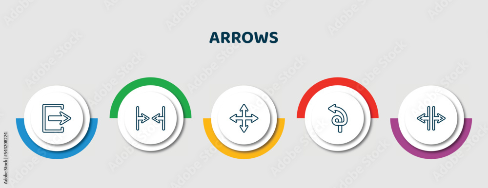 Poster editable thin line icons with infographic template. infographic for arrows concept. included exit ri