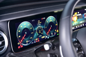 Digital instrument panel in a modern car