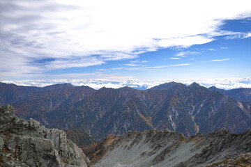 mountain ridge view from Mt.Tateyama in autumn