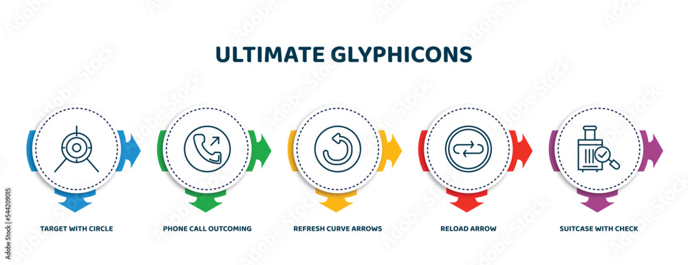 Poster editable thin line icons with infographic template. infographic for ultimate glyphicons concept. inc