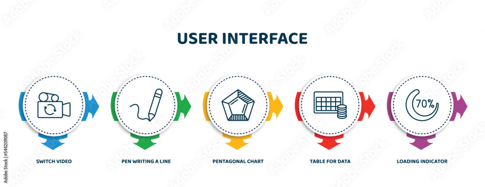 Aufkleber editable thin line icons with infographic template. infographic for user interface concept. included