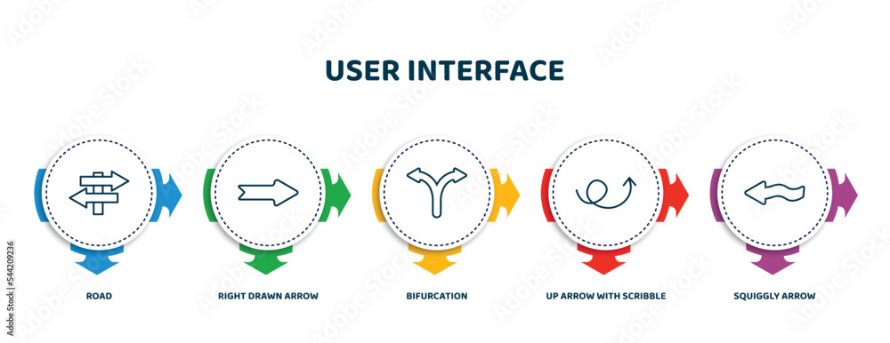 Aufkleber editable thin line icons with infographic template. infographic for user interface concept. included