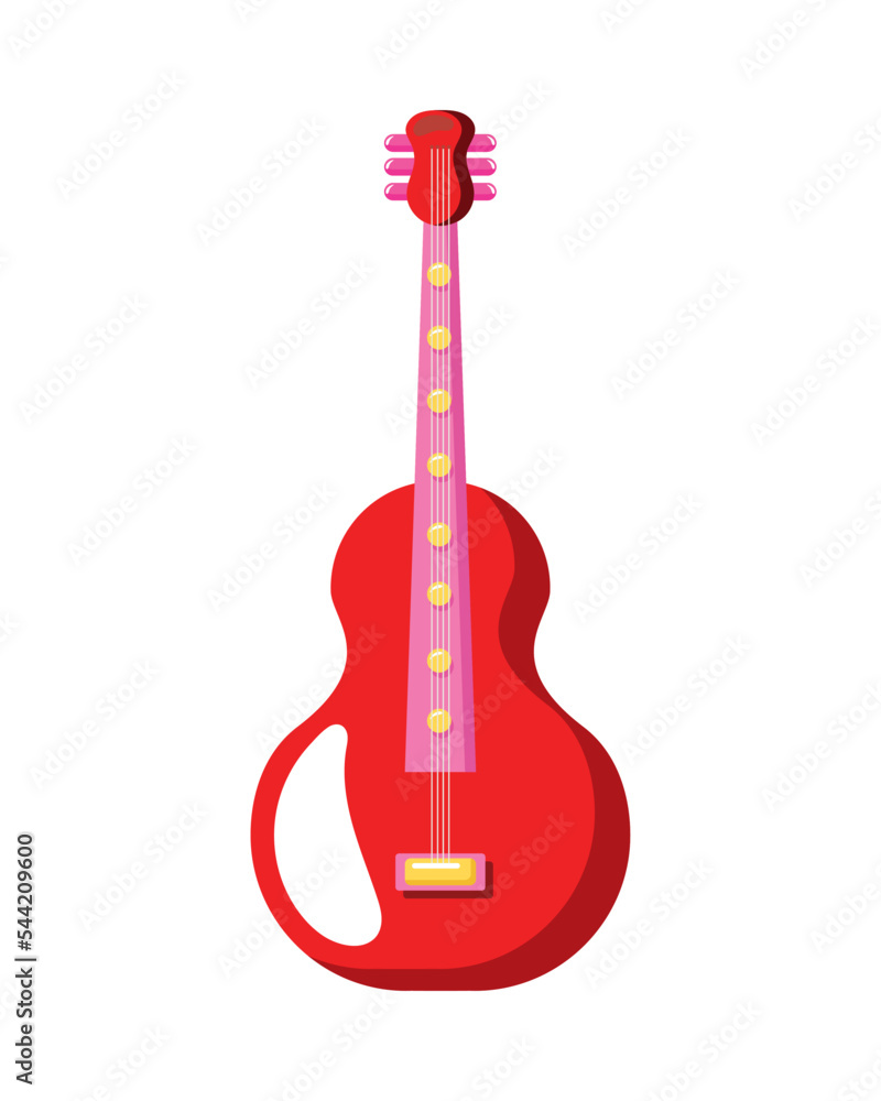 Sticker red guitar instrument musical