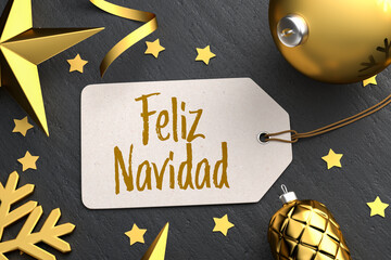 Christmas - Gift Tag with the Spanish Merry Christmas message 