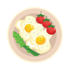 eggs fried with vegetables