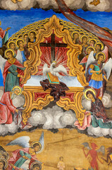 Obraz na płótnie Canvas External wall paintings depicting biblical stories at the Monastery of Saint John of Rila, also known as Rila Monastery, Rila, Bulgaria