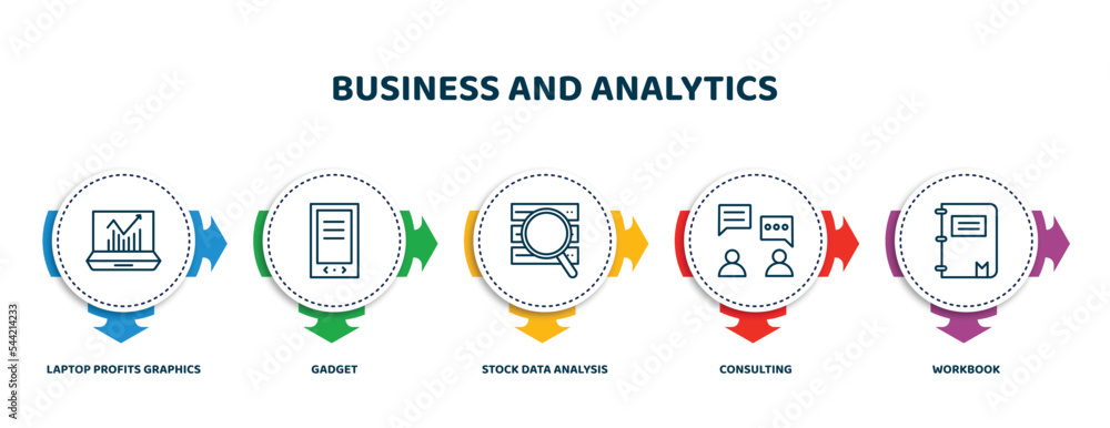 Poster editable thin line icons with infographic template. infographic for business and analytics concept. 