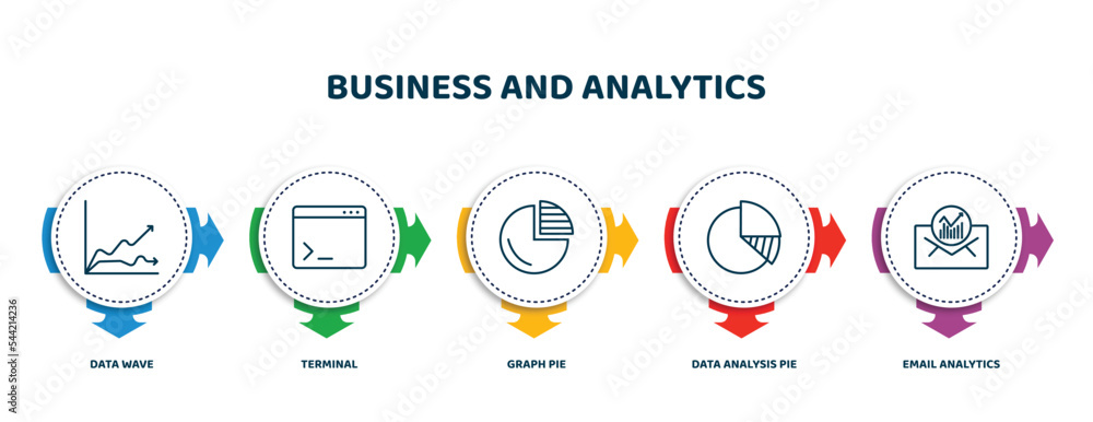 Poster editable thin line icons with infographic template. infographic for business and analytics concept. 