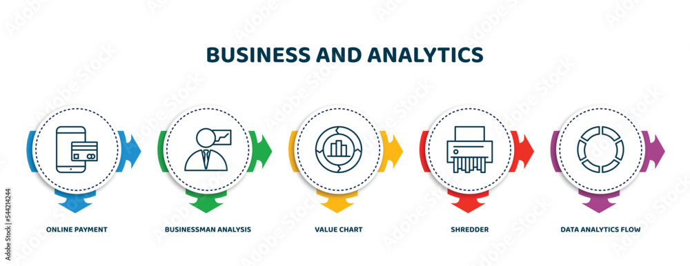 Poster editable thin line icons with infographic template. infographic for business and analytics concept. 