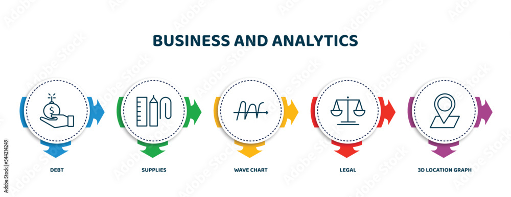 Poster editable thin line icons with infographic template. infographic for business and analytics concept. 