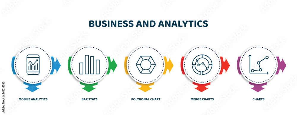 Poster editable thin line icons with infographic template. infographic for business and analytics concept. 