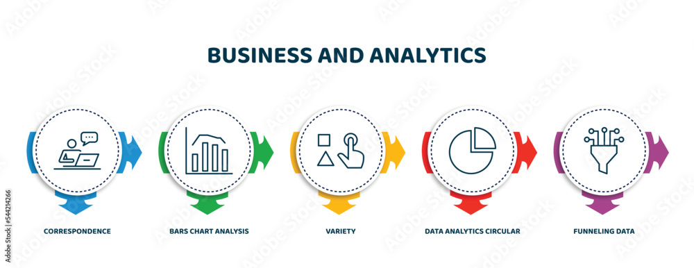 Aufkleber editable thin line icons with infographic template. infographic for business and analytics concept. 