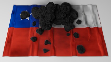 Coal on top of the flag of Chile (3D render)