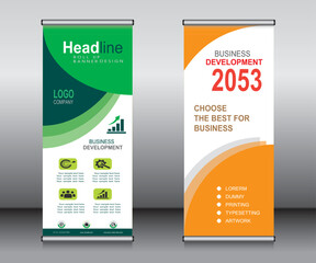 Roll up banner template design, banner, layout, advertisement, pull up, polygon background, vector illustration, business flyer, display, x-banner, flag-banner, Info graphics, presentation.